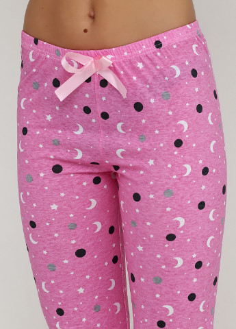 Розово-лиловый демисезонный комплект (лонгслив, брюки, маска для сна) Stil Moda Pijama
