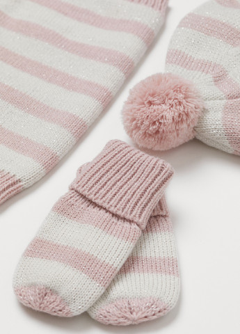 Светло-розовый демисезонный комплект (шапка, шарф-снуд, рукавицы) H&M