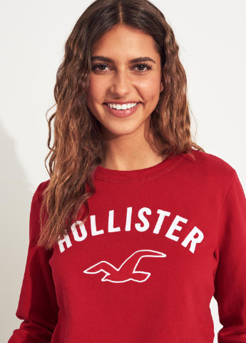 Світшот Hollister - Вільний крій логотип червоний кежуал бавовна - (187787093)