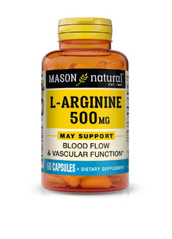 L-Аргинин 500 мг, 60 (капс.) Mason Natural (251206048)
