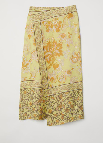 Желтая цветочной расцветки юбка H&M