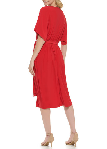 Красное кэжуал платье клеш Tommy Hilfiger однотонное