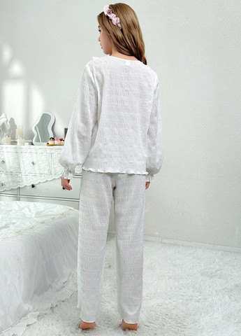 Белая всесезон пижама (лонгслив, брюки) лонгслив + брюки SHEIN