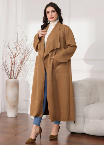 Светло-коричневое демисезонное Пальто SHEIN
