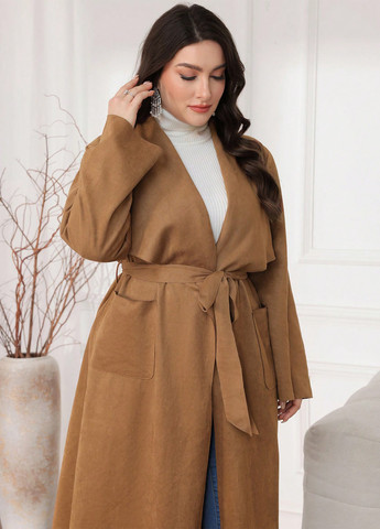 Светло-коричневое демисезонное Пальто SHEIN