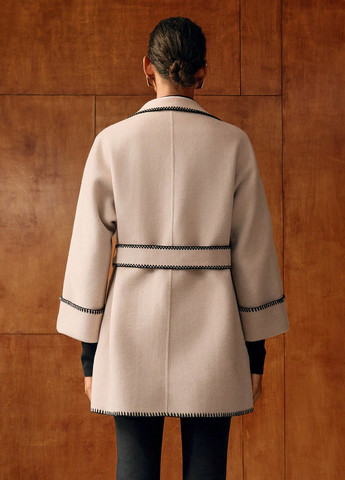 Светло-бежевое демисезонное Пальто однобортное SHEIN