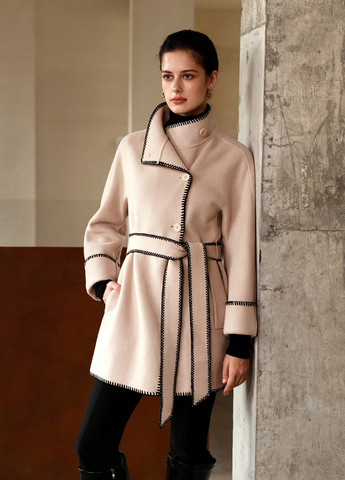 Светло-бежевое демисезонное Пальто однобортное SHEIN