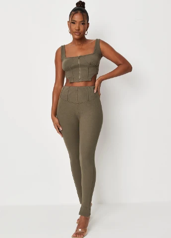 Хаки демисезонные леггинсы Missguided