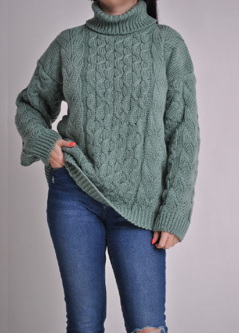 Оливковий зимовий светр з косами Berta Lucci