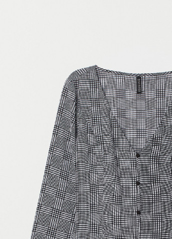 Черно-белое кэжуал платье клеш H&M в клетку