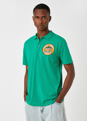 Зеленая футболка-поло для мужчин KOTON с надписью