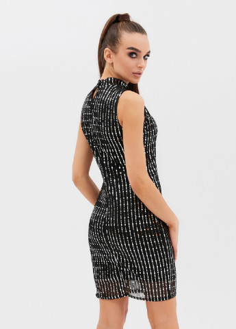 Чорна коктейльна сукня сукня-водолазка ST-Seventeen з геометричним візерунком