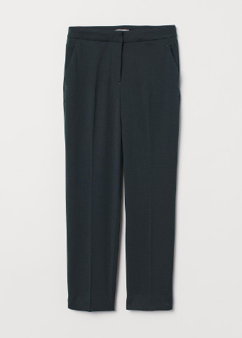Темно-зеленые кэжуал демисезонные зауженные, укороченные брюки H&M