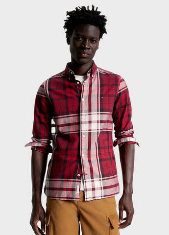 Бордовая кэжуал рубашка в клетку Tommy Hilfiger