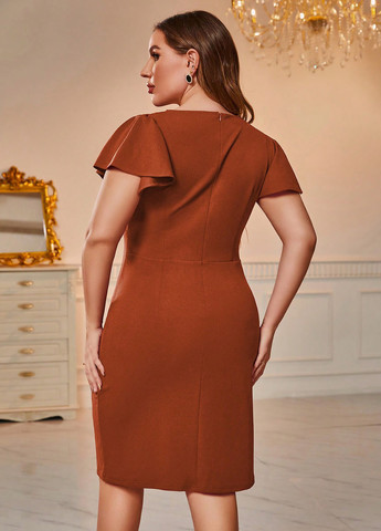 Коричнева кежуал сукня силуетна SHEIN однотонна