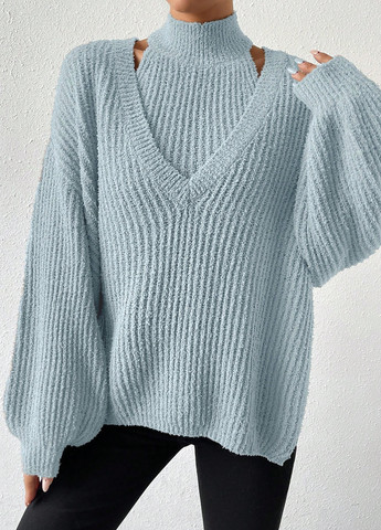 Сіро-голубий демісезонний комплект (светр, топ) SHEIN