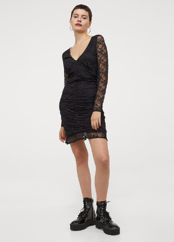 Чорна коктейльна плаття, сукня футляр H&M однотонна