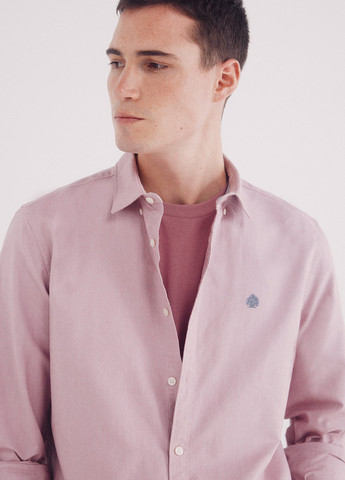 Светло-бордовая кэжуал рубашка однотонная Springfield