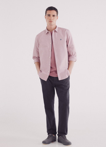 Светло-бордовая кэжуал рубашка однотонная Springfield