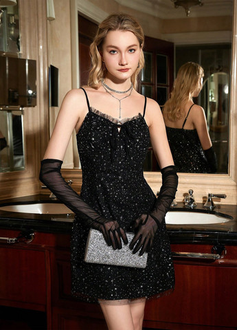 Комбінована вечірня сукня а-силует SHEIN однотонна