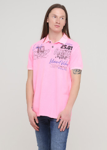 Розовая мужская футболка поло Camp David с надписью
