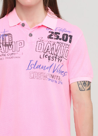 Розовая футболка-поло для мужчин Camp David с надписью