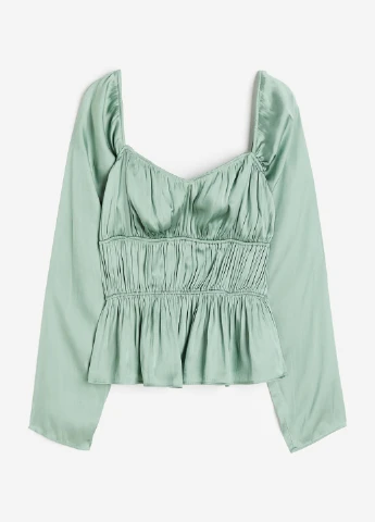 Світло-зелена блуза з баскою H&M