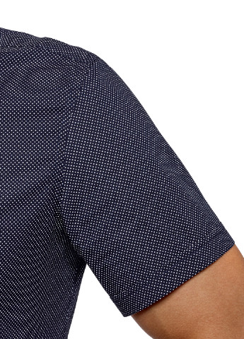 Темно-синяя кэжуал рубашка с геометрическим узором Oodji с коротким рукавом