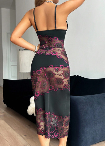 Чорний демісезонний комплект (пеньюар, трусики) SHEIN