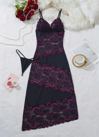 Чорний демісезонний комплект (пеньюар, трусики) SHEIN