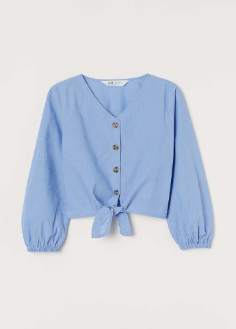 Светло-синяя однотонная блузка H&M летняя