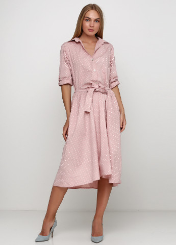 Світло-рожева кежуал сукня кльош New Collection в горошок
