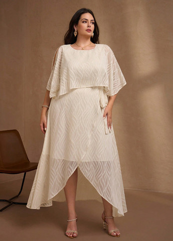 Кремова святковий сукня на запах SHEIN однотонна