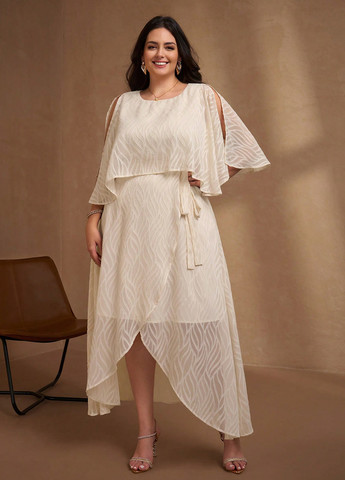 Кремова святковий сукня на запах SHEIN однотонна