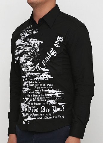 Черная кэжуал рубашка с надписями MA&GI с длинным рукавом