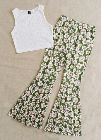 Комбинированный летний костюм (топ, брюки) SHEIN