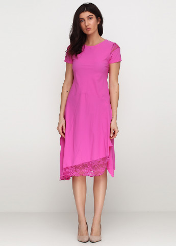 Фуксиновое (цвета Фуксия) кэжуал платье Sassofono однотонное