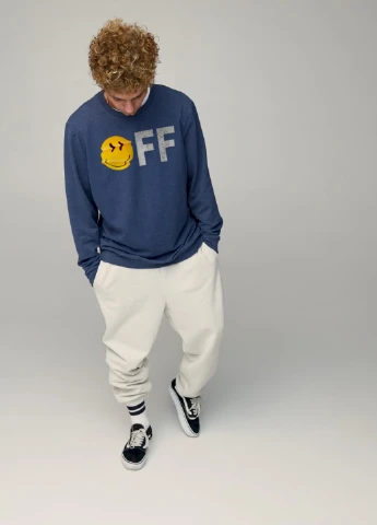 Синий свитшот мужской oversize /no flis/ YAPPI (252387022)