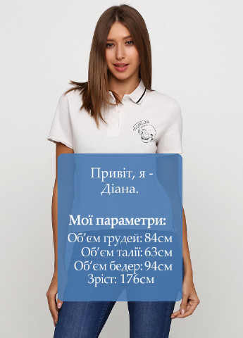 Белая женская футболка-поло H&M с надписью
