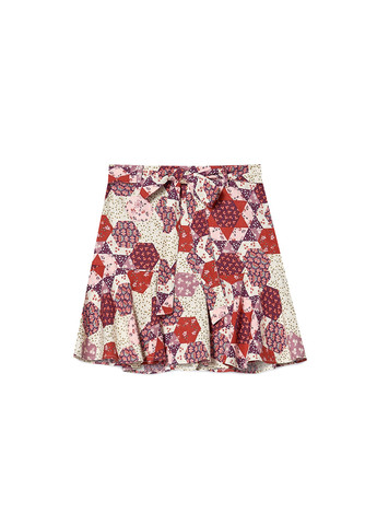 Бордовая кэжуал мандала юбка Stradivarius клешированная