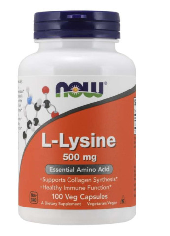 L-Лизин, L-Lysin,, 500 мг, 100 вегетарианских капсул Now Foods (228293057)