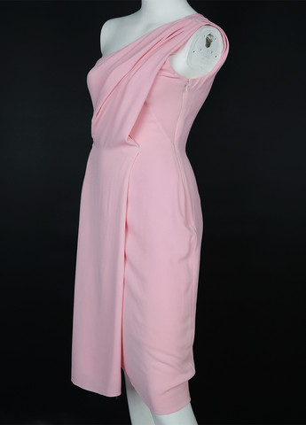 Розовое кэжуал платье на одно плечо, на запах Ralph Lauren однотонное