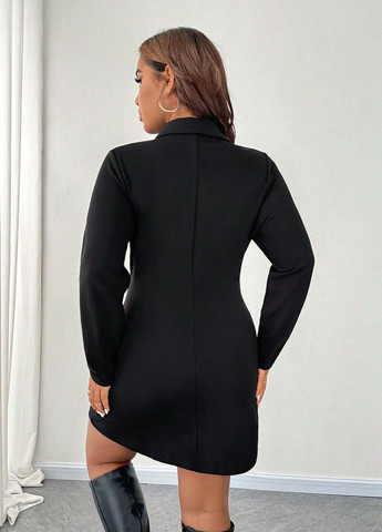 Чорна кежуал сукня сукня-сорочка SHEIN однотонна