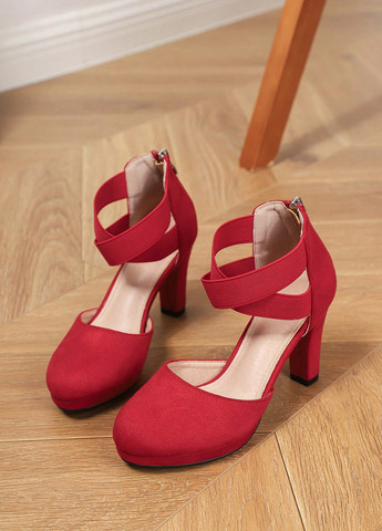 SHEIN Туфлі вишневий з штучна замша, китай — літо (342411875)