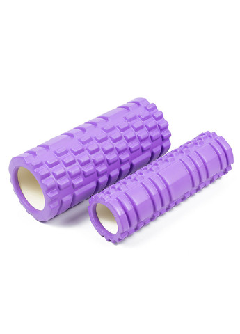 Массажный ролик Grid Roller Double 33 см (цилиндр, роллер) двойной фиолетовый EasyFit (237657534)