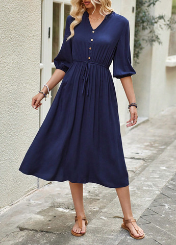 Темно-синя кежуал сукня Emery Rose однотонна