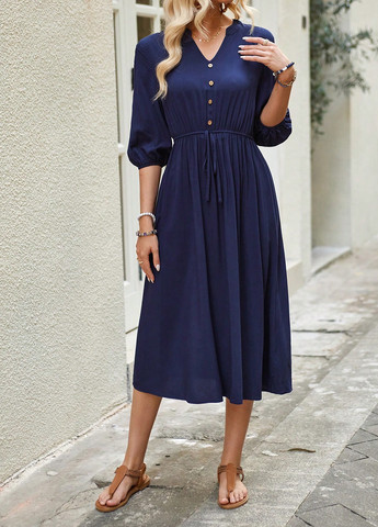 Темно-синя кежуал сукня Emery Rose однотонна