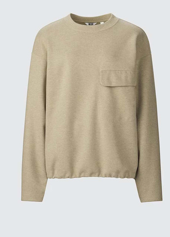 Бежевый свитшот Uniqlo меланж без декора (324631971)