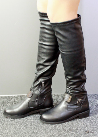 Черные зимние ботфорты Lottini без каблука