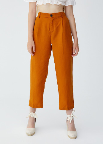 Оранжевые кэжуал демисезонные прямые брюки Pull & Bear